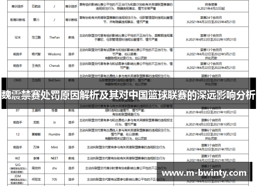 魏震禁赛处罚原因解析及其对中国篮球联赛的深远影响分析