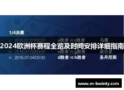 2024欧洲杯赛程全览及时间安排详细指南
